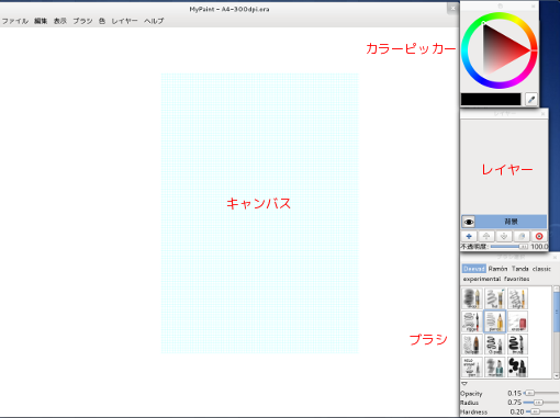 MyPaint の画面